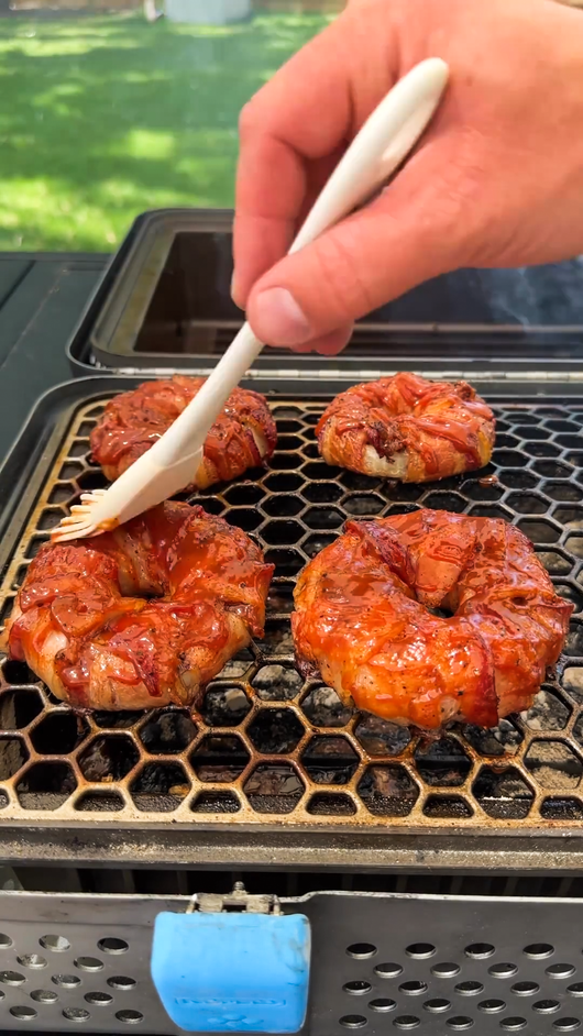 Bacon Wrapped Burger Stuffed Onion Rings